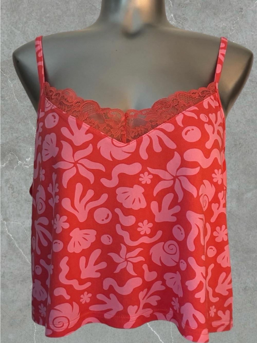 Free | Pink-Red Tropical Shell Camisole Top